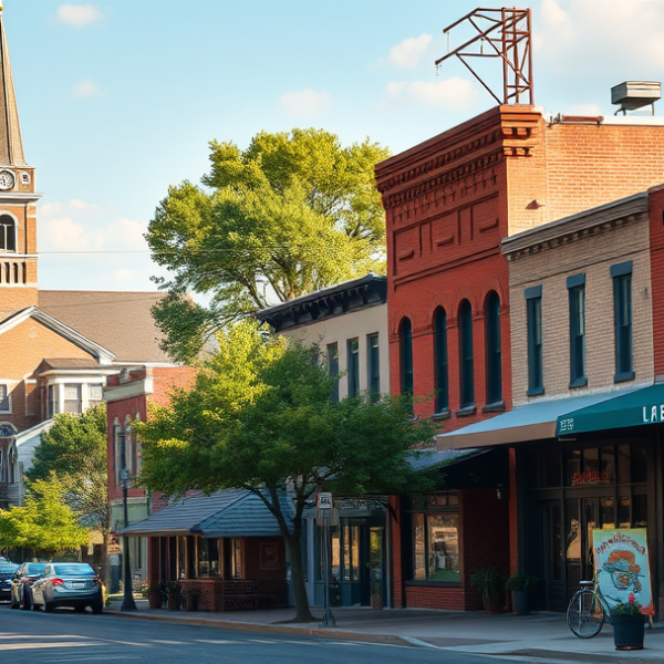 AT&T Coverage, Stores & Plans in Central Oklahoma City, OK 73109 A realistic street scene in Central Oklahoma City, OK 73109, showcasing a vibrant neighborhood with colorful murals adorning brick walls, depicting local histor