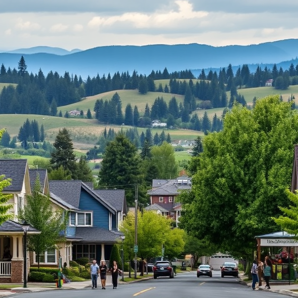 T-Mobile Plans, Coverage & Stores in Cooper Mountain - Aloha North, Beaverton OR 97003 A realistic street scene in Cooper Mountain - Aloha North, Beaverton, OR 97003, showcasing lush green trees lining quiet suburban streets with charming craftsma