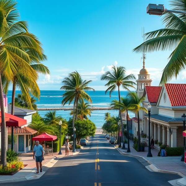 AT&T Coverage, Stores & Plans in East Central Boulevard, Lake Worth FL 33465 A vibrant street scene along East Central Boulevard in Lake Worth, FL (zip 33465), showing colorful murals adorning local buildings—one depicting a lively Flori