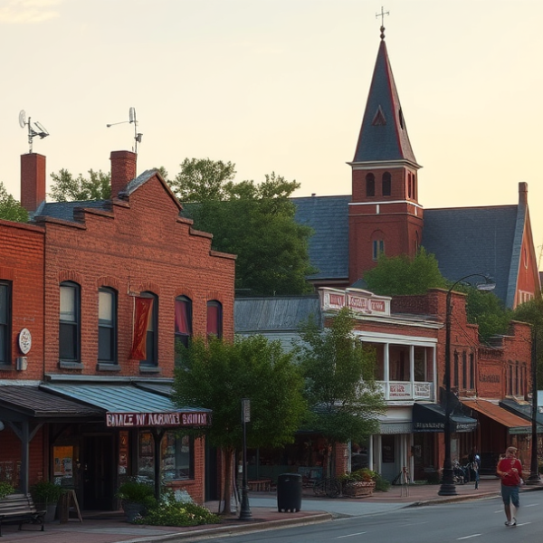 T-Mobile Plans, Coverage & Stores in Empty string, Montgomery AL 36120 A realistic street scene in Empty String, Montgomery, AL 36120, showcasing a vibrant neighborhood with historic murals depicting local history on brick walls, a