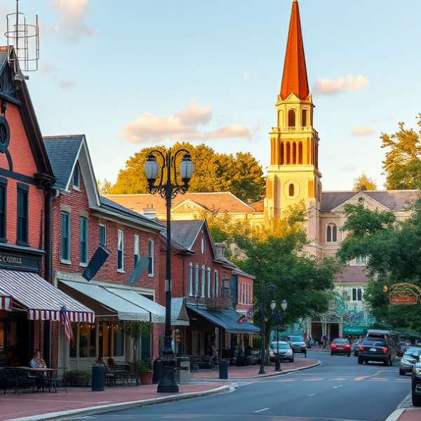 T-Mobile Plans, Coverage & Stores in Mason Headly, Lexington KY 40504 A realistic, aspirational street scene in Mason Headly, Lexington, KY 40504, showcasing a vibrant neighborhood with charming historic houses featuring brick fac