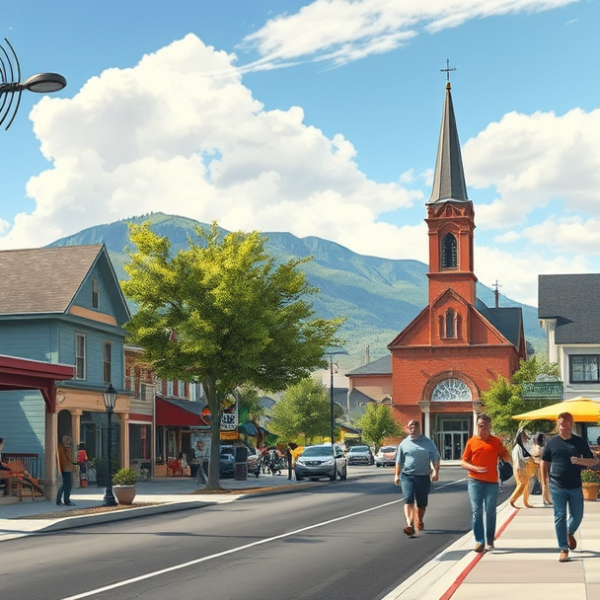 AT&T Coverage, Stores & Plans in North Ogden, UT 84404 A realistic street scene in North Ogden, UT 84404, showcasing a vibrant neighborhood with colorful murals depicting local history and outdoor murals inside comm