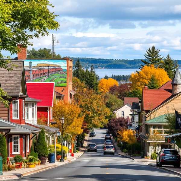 AT&T Coverage, Stores & Plans in North Star Township, Duluth MN 55803 A lively street scene in North Star Township, Duluth, MN 55803, showcasing charming historic houses with steep gabled roofs and colorful clapboard siding lining