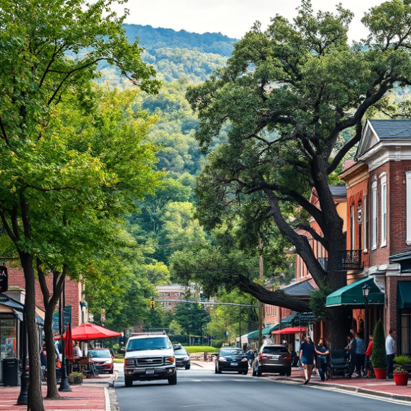 AT&T Coverage, Stores & Plans in University of Georgia, Athens GA 30607 A vibrant street scene in Athens, GA 30607, showcasing the historic University of Georgia campus nearby, with iconic landmarks like the grand archway and the lu