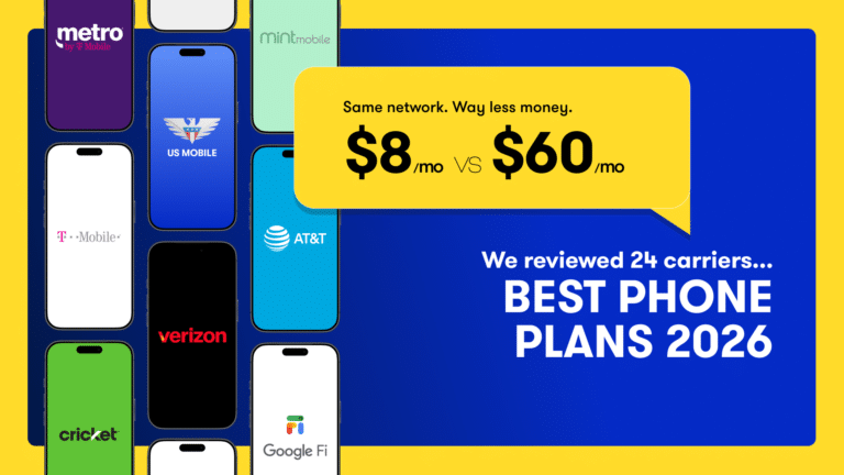 Best phone plans banner with wireless carrier logos