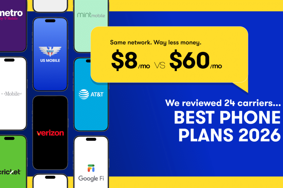 Best phone plans banner with wireless carrier logos