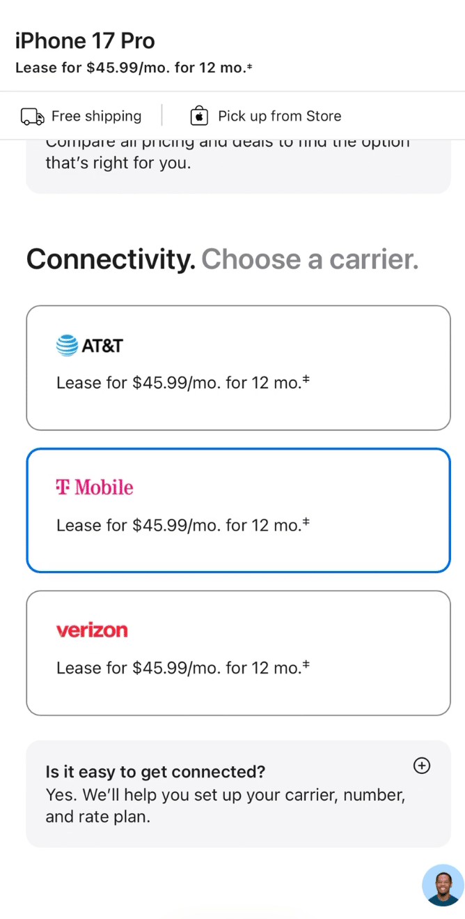 T-mobile is the example selection shown.