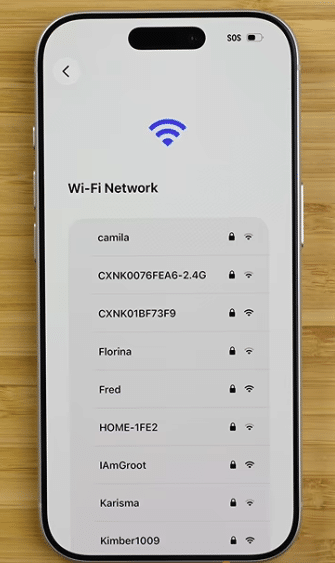 Wi-fi network selection screen, the step right before transfer your phone number appears.