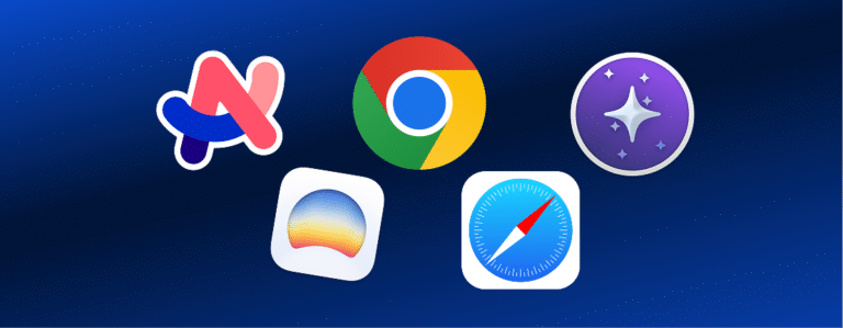 Best browser for mac in 2026: arc, chrome, orion, dia, and safari icons on a blue background